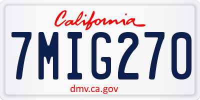 CA license plate 7MIG270