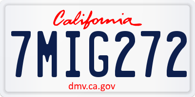 CA license plate 7MIG272