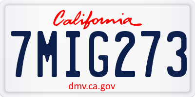 CA license plate 7MIG273