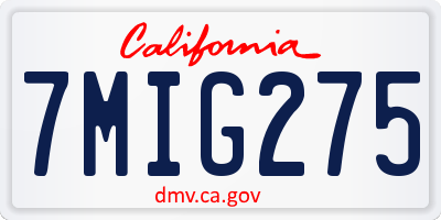 CA license plate 7MIG275
