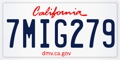 CA license plate 7MIG279