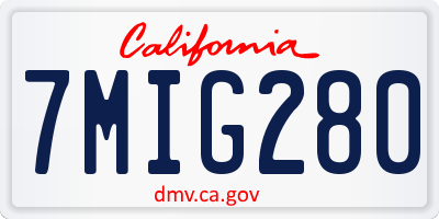 CA license plate 7MIG280