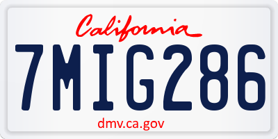 CA license plate 7MIG286