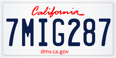 CA license plate 7MIG287