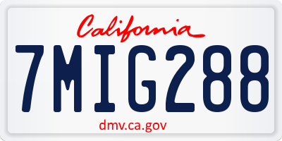 CA license plate 7MIG288