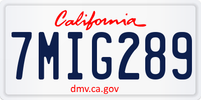 CA license plate 7MIG289