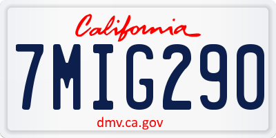 CA license plate 7MIG290