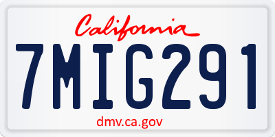 CA license plate 7MIG291