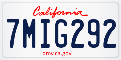 CA license plate 7MIG292