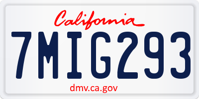 CA license plate 7MIG293
