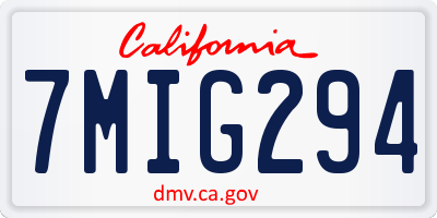 CA license plate 7MIG294