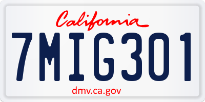 CA license plate 7MIG301
