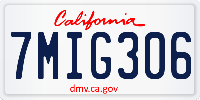 CA license plate 7MIG306