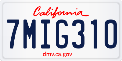 CA license plate 7MIG310