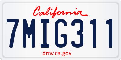 CA license plate 7MIG311