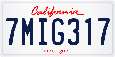 CA license plate 7MIG317