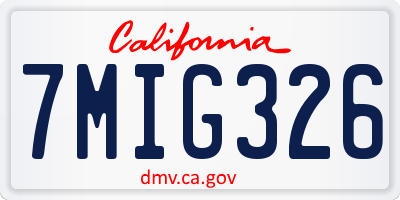 CA license plate 7MIG326