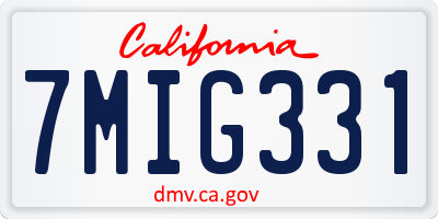 CA license plate 7MIG331