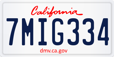 CA license plate 7MIG334
