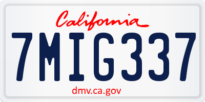 CA license plate 7MIG337