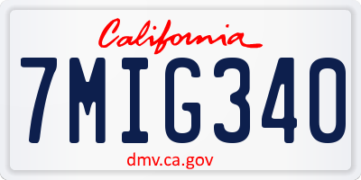 CA license plate 7MIG340