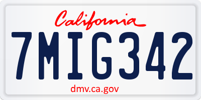 CA license plate 7MIG342