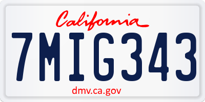 CA license plate 7MIG343