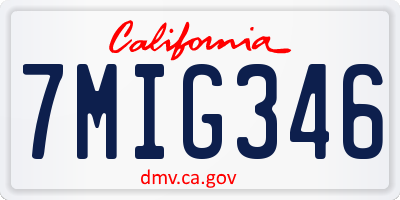 CA license plate 7MIG346
