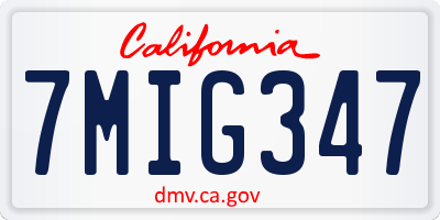 CA license plate 7MIG347