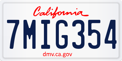 CA license plate 7MIG354