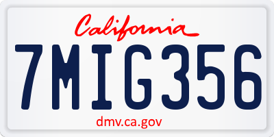 CA license plate 7MIG356
