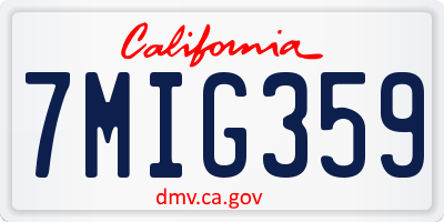 CA license plate 7MIG359