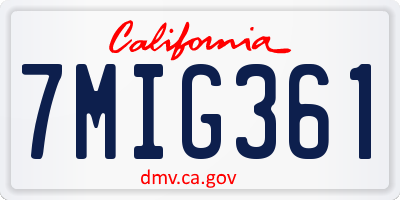 CA license plate 7MIG361