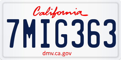 CA license plate 7MIG363
