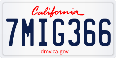 CA license plate 7MIG366
