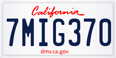 CA license plate 7MIG370