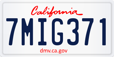 CA license plate 7MIG371