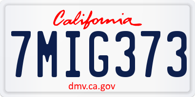 CA license plate 7MIG373