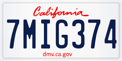 CA license plate 7MIG374