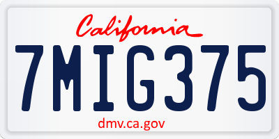 CA license plate 7MIG375