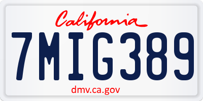 CA license plate 7MIG389