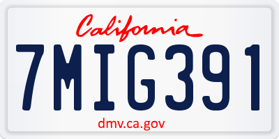 CA license plate 7MIG391