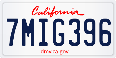 CA license plate 7MIG396