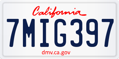 CA license plate 7MIG397