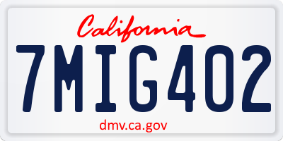 CA license plate 7MIG402