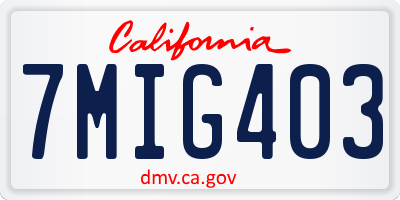 CA license plate 7MIG403