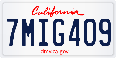CA license plate 7MIG409