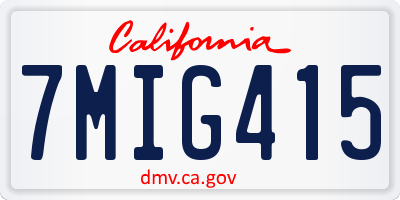 CA license plate 7MIG415