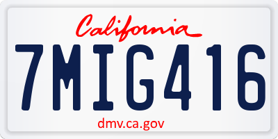 CA license plate 7MIG416