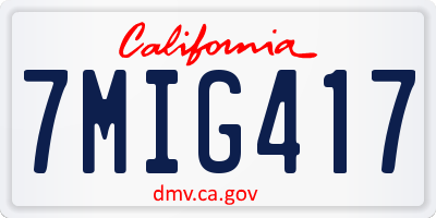 CA license plate 7MIG417